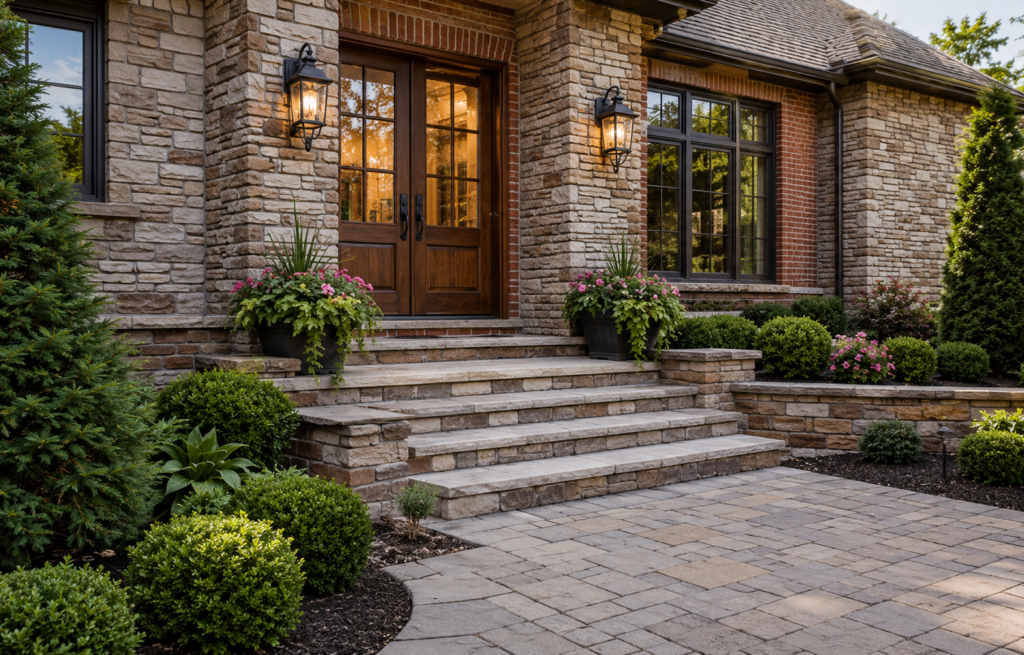 rick and stone masonry project by Harmer Brick & Stone in the Kalamazoo MI area